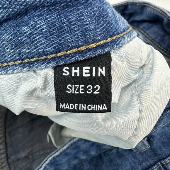 Shein Baggy Raw Hem Women's size 32 Dark Wash Blue Denim Jeans - Picture 3 of 4